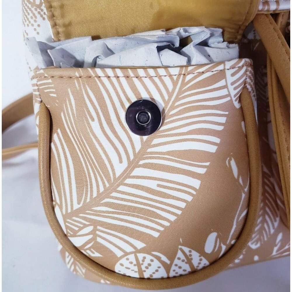 New Wild Fable Floral Print Mini Drawstring Flap Backpack Yellow Snap Closure - Picture 4 of 6